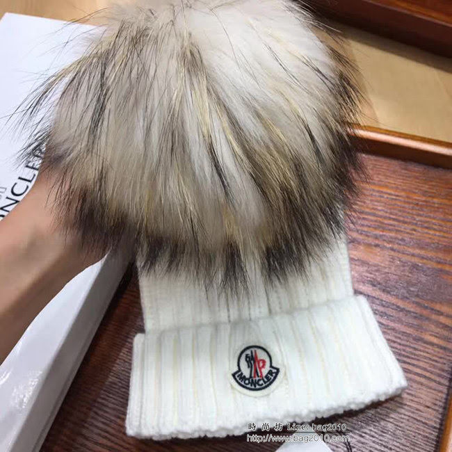 MONCIER蒙口 原單兔絨+羊絨配狐狸毛球百搭款帽子 情侶款 LLWJ8028